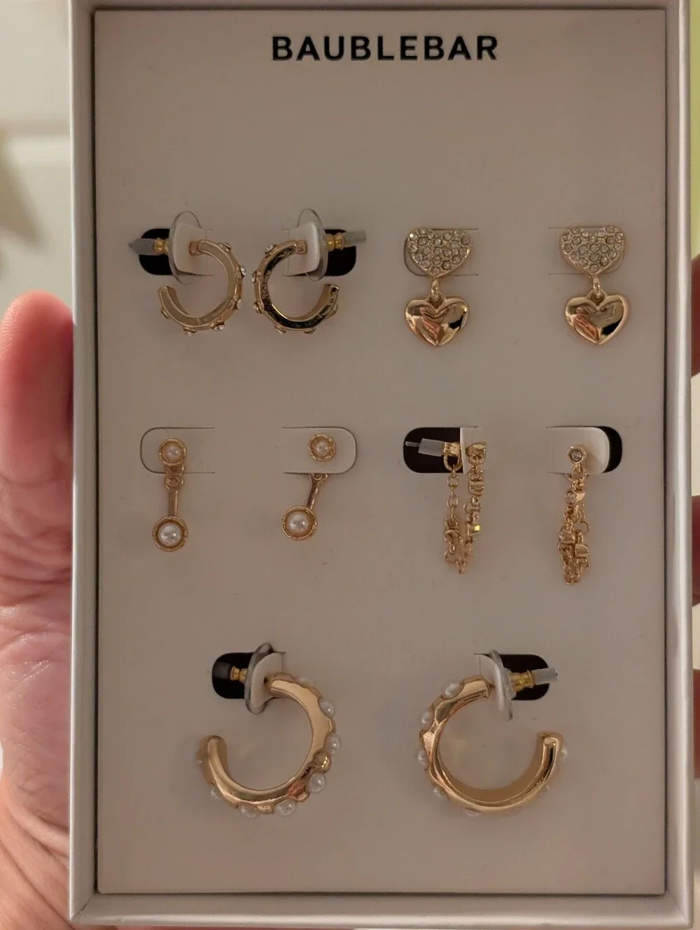 BaubleBar Gold Heart & Pearl 5Pair Earring Set (Gold)